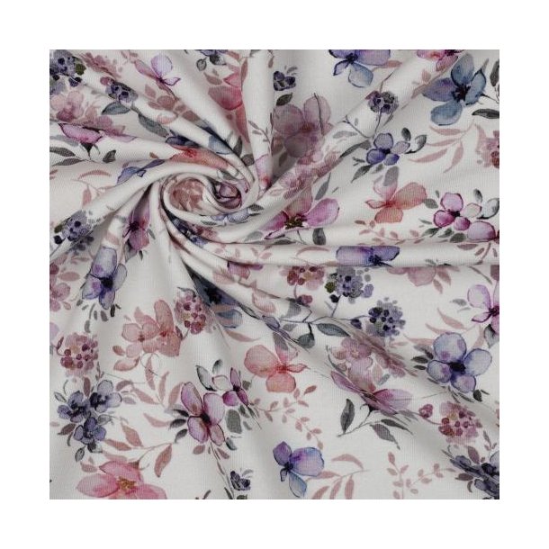 �kotex bomulds jersey Flowers, Off white