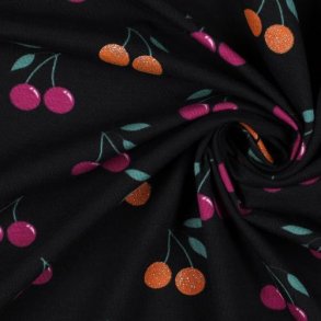 �kotex bomulds jersey Glitter Cherries, Black