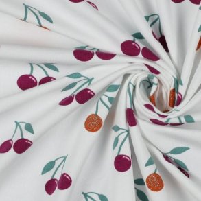 �kotex bomulds jersey Glitter Cherries, Off-white