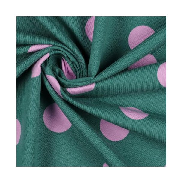 French terry Big dots, Petrol