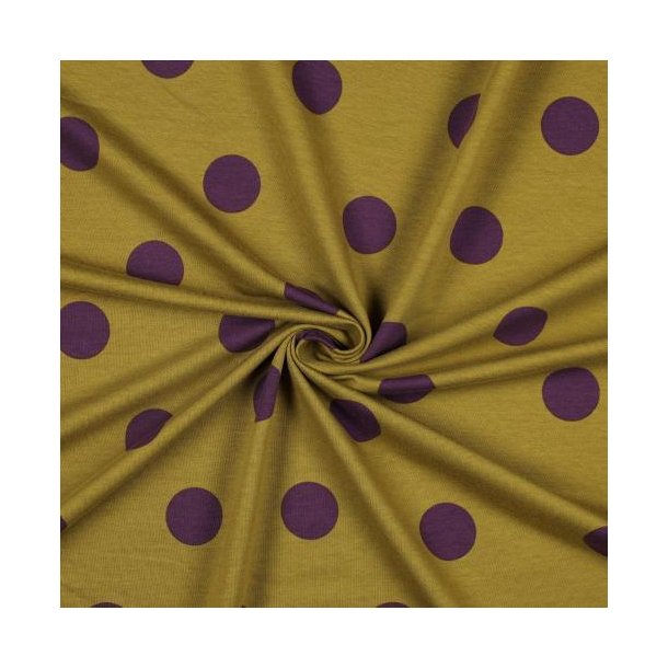 French terry Big dots, Dark ochre