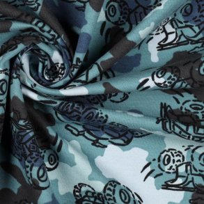 Gots French terry, Camo trucks, Blue