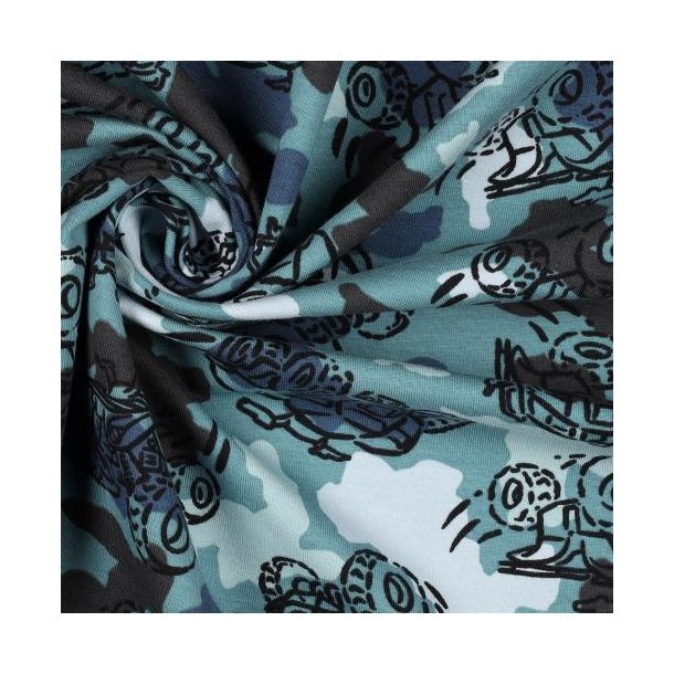 Gots French terry, Camo trucks, Blue