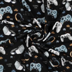 Gots French Terry digital Games, Black