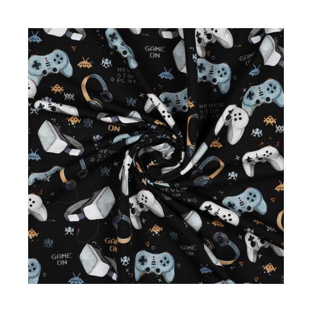 Gots French Terry digital Games, Black