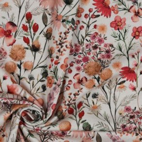 �kotex bomulds jersey Flowers, Off-white