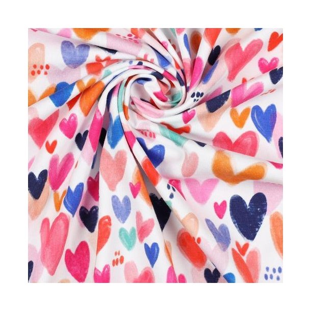 �kotex bomulds jersey Hearts, White