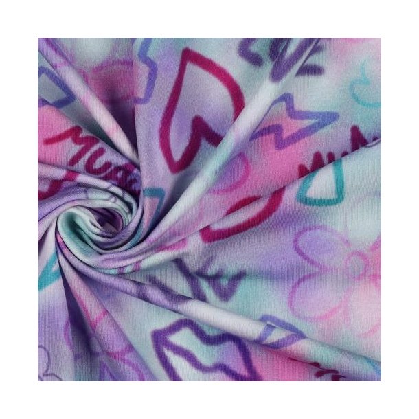 �kotex bomulds jersey Girly graffiti, Light Lavender