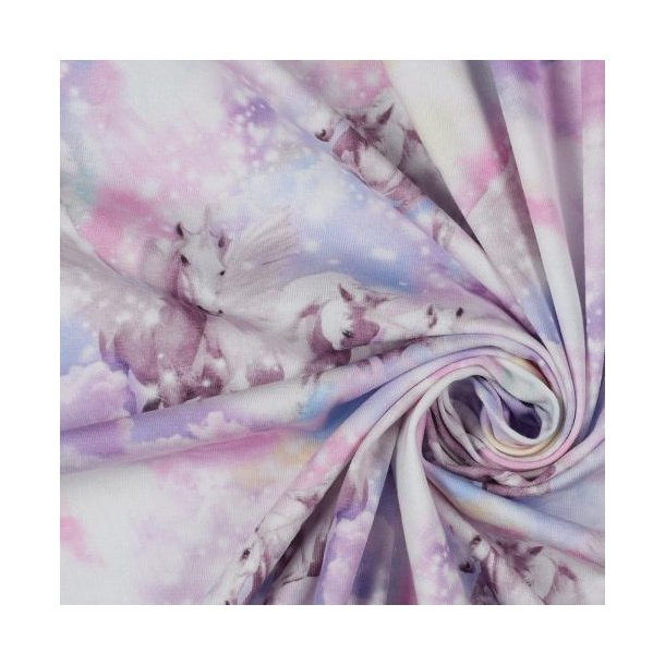 �kotex bomulds jersey Unicorn clouds, Lavender