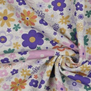 Sweat melange Glitter Flowers, Ecru melange