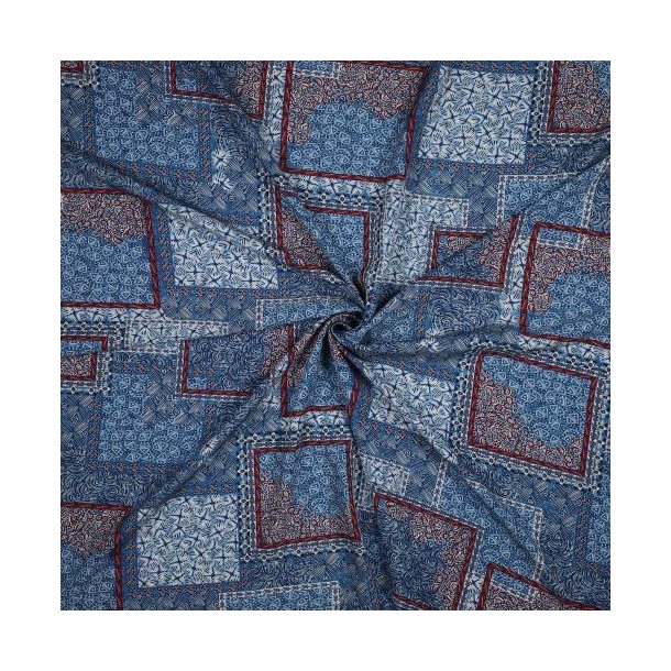 Radiance/viscose Digital Patchwork, Blue