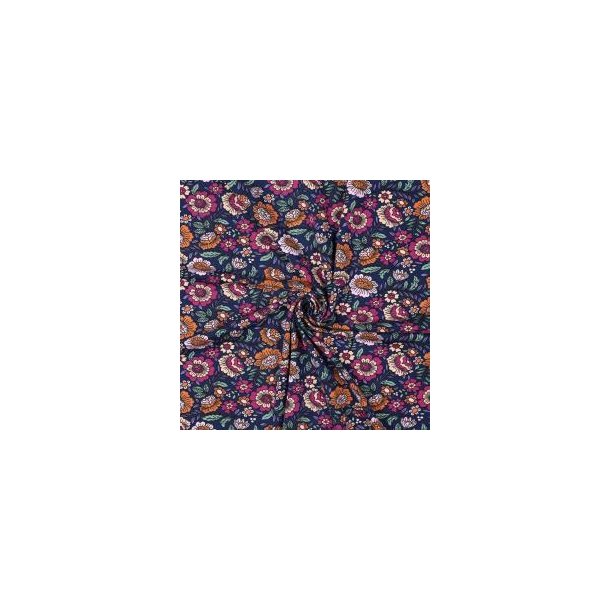 �kotex bomulds jersey Flowers, Navy