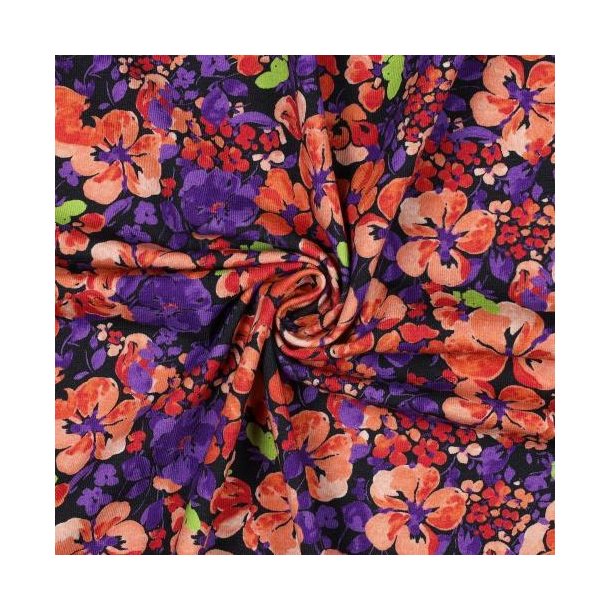 �kotex bomulds jersey Flowers, Navy