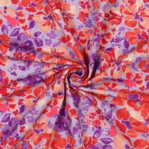 �kotex bomulds jersey Flowers, Lilac