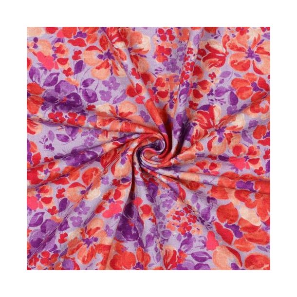 �kotex bomulds jersey Flowers, Lilac