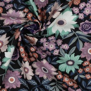 Fine poplin Digital Flowers, Black