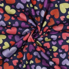 Fine poplin Digital Hearts, Navy