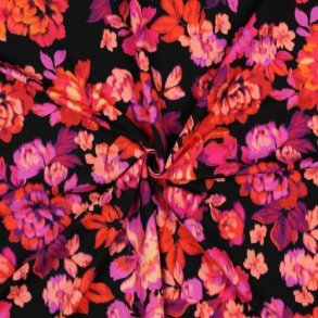 �kotex bomulds jersey Flowers, Black