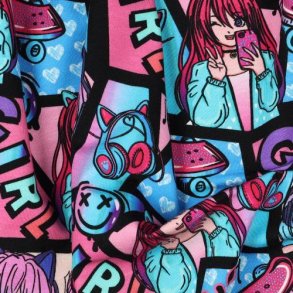 �kotex bomulds jersey Cute animals og abstract, Multicolour