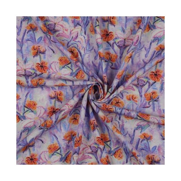 Viscose Radiance digital Flowers. Purple