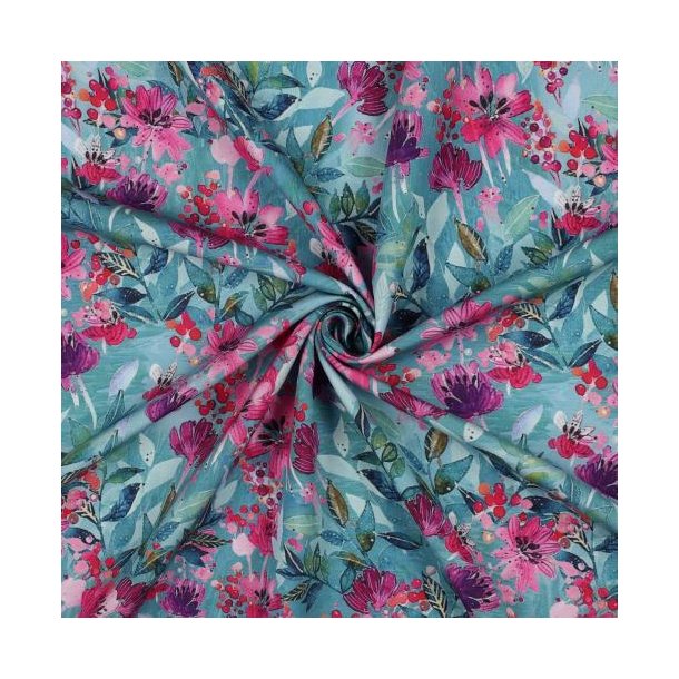 Radiance/viscose Digital Flowers, Blue