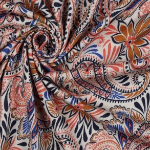 Viscose jersey digital Paisley, Orange