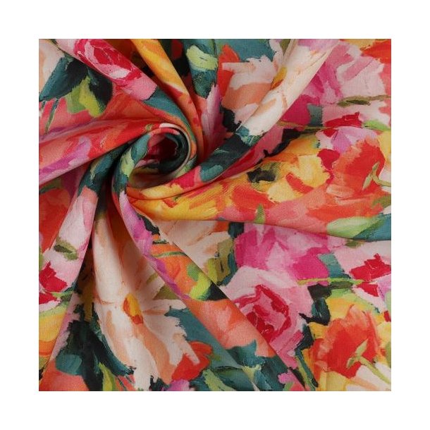 Radiance/viscose Digital Flowers, Orange