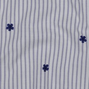 Cotton stripe Flowers, Dark Cobalt