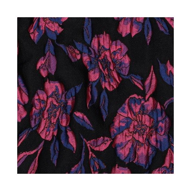 Jacquard flowers, Black/Fuchsia