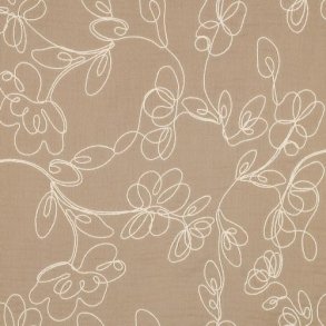 Double gauze Embroidery Flowers, Beige