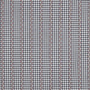 Cotton Jacquard Flowers, Navy