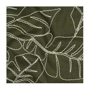 Linen viscose Embroidery Leaves