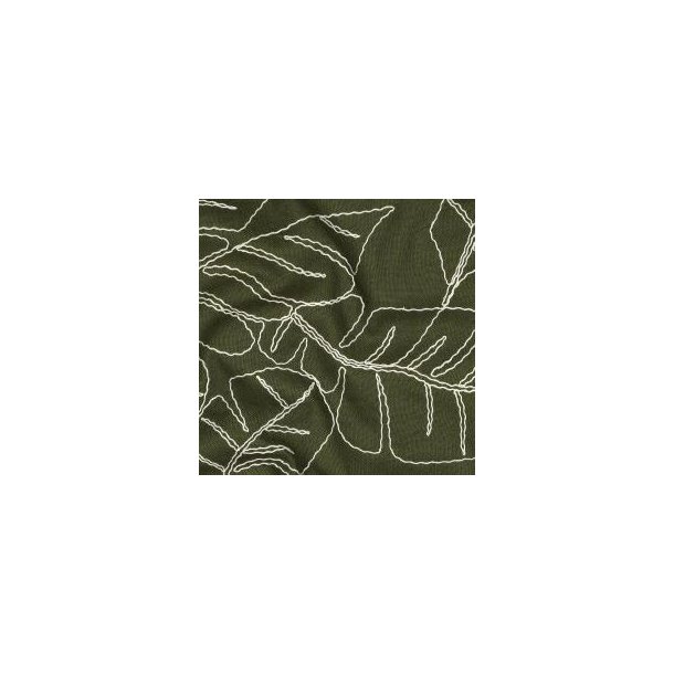 Linen viscose Embroidery Leaves