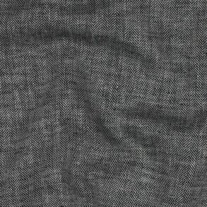 Linen cotton Herringbone, Black