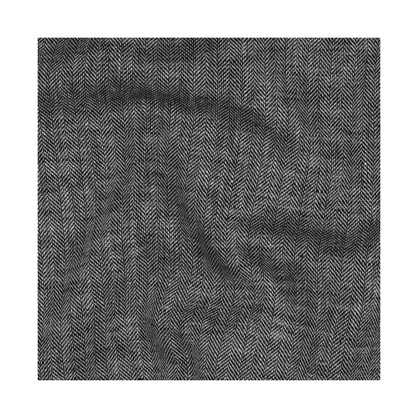 Linen cotton Herringbone, Black