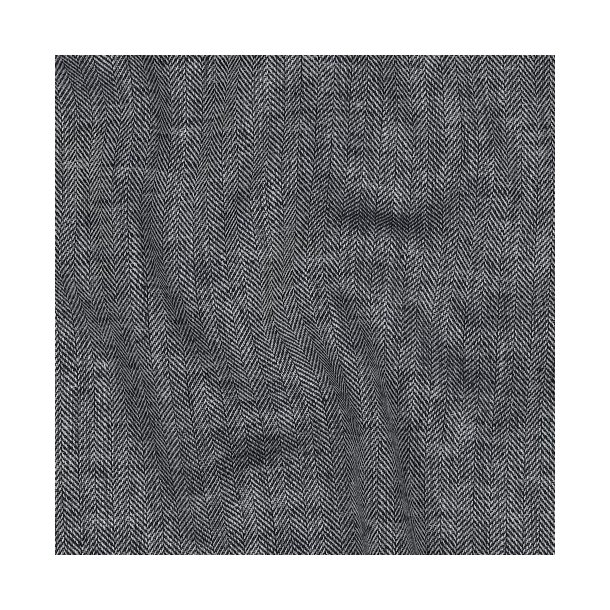 Linen cotton Herringbone, Navy