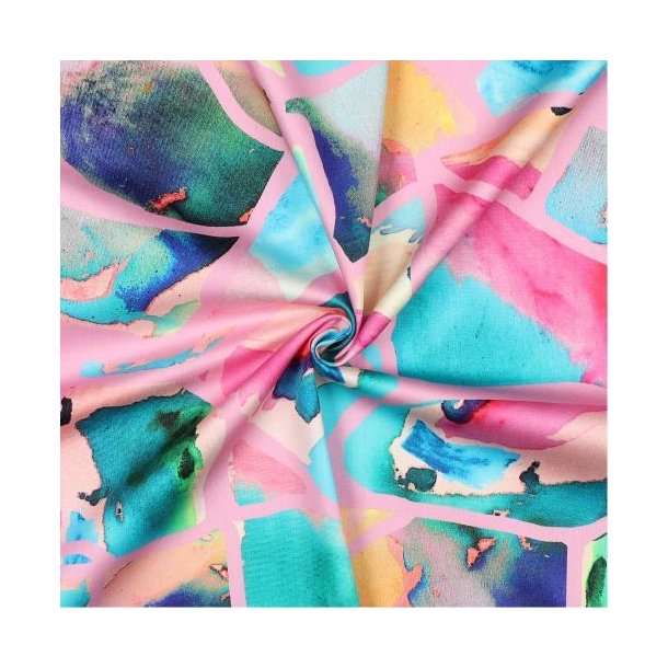 Cotton satin digital Resonate neon, Nerida Hansen, Light pink