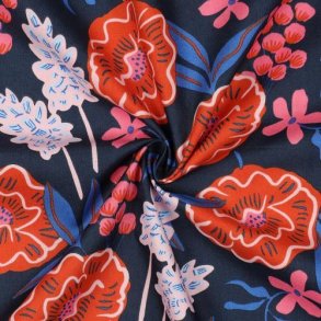 Fine Poplin Fresh Flowers, Nerida Hansen, Navy