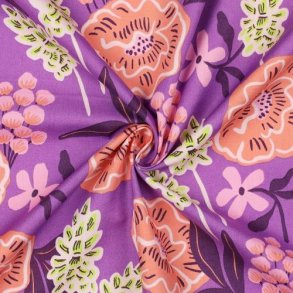 Fine poplin Fresh Flowers, Nerida Hansen, Purple