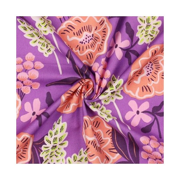 Fine poplin Fresh Flowers, Nerida Hansen, Purple