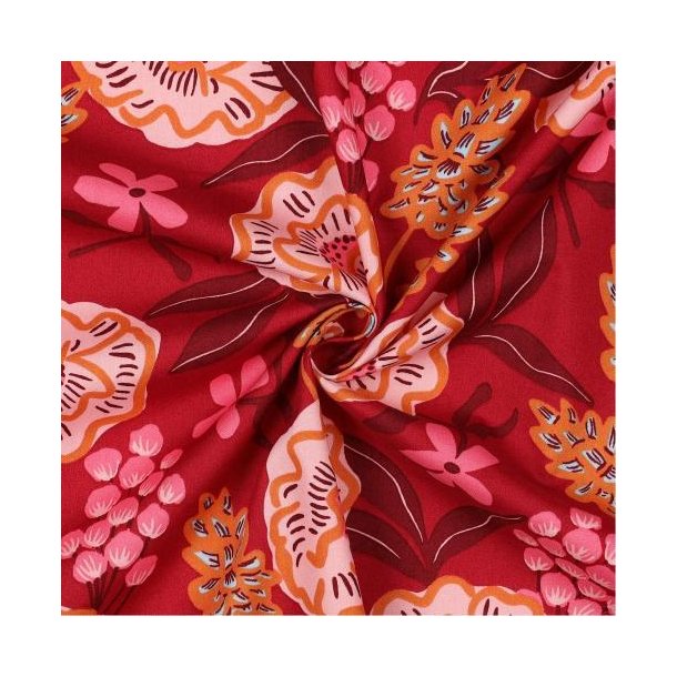 Fine poplin Fresh Flowers, Nerida Hansen, Bordeaux