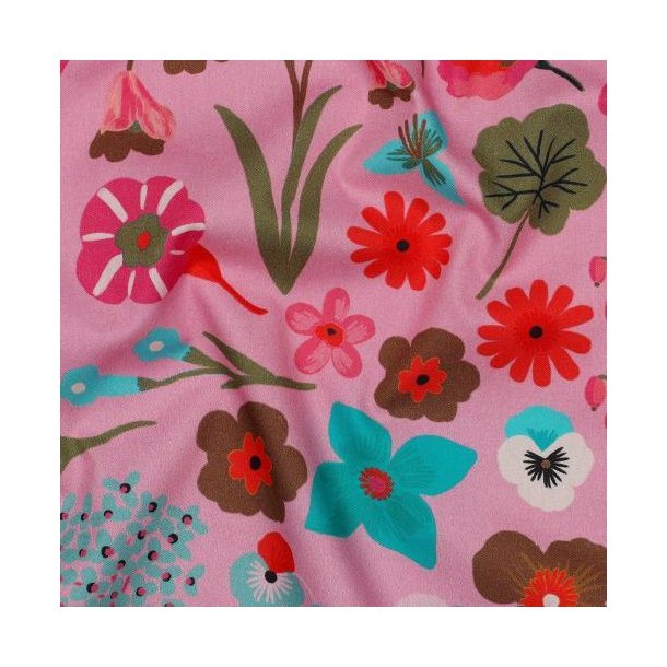 Fine poplin Digital Meadow Flower Nerida Hansen, Light pink