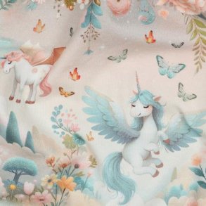 �kotex bomulds jersey digital Unicorn, Ecru