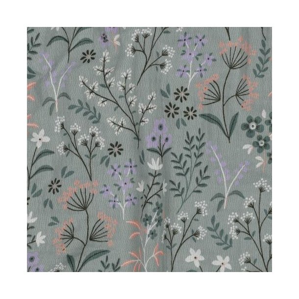 Double gauze Gots Flowers, Sage