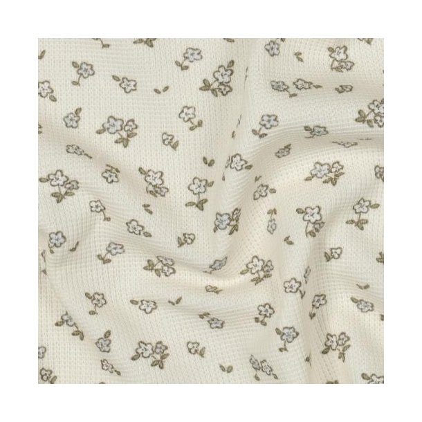 Waffel jersey Flowers, Ecru