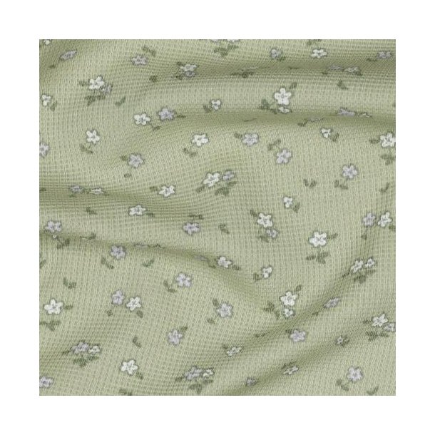 Waffel jersey Flowers, Sage