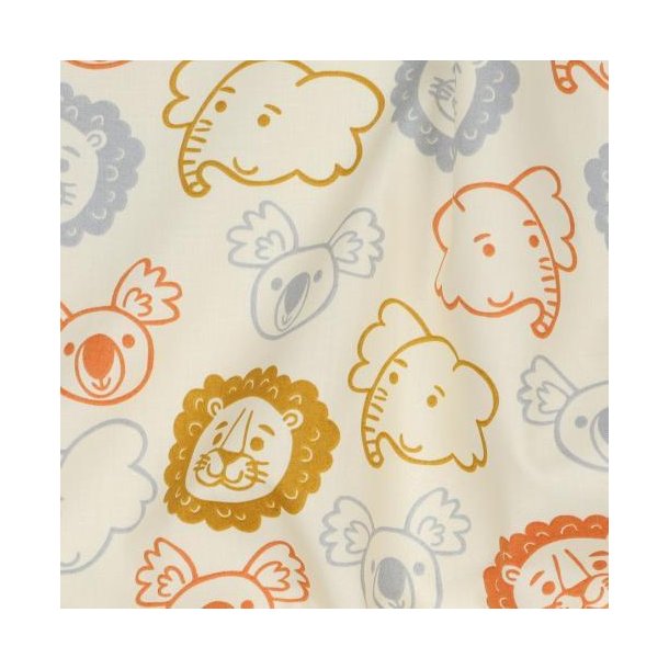 Fine poplin Safari animals, Ecru