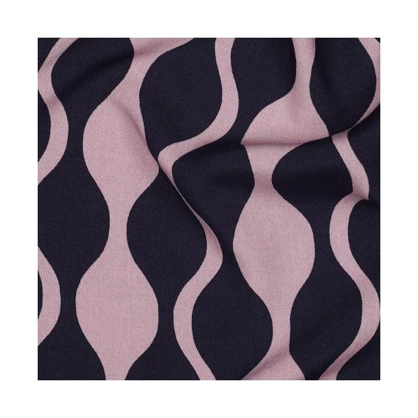 Viscose abstract, Navy/Mauve