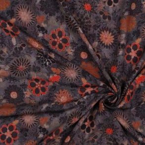 Viscose m/digital floral, Purple