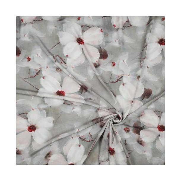Viscose digital Big Flowers, Sage